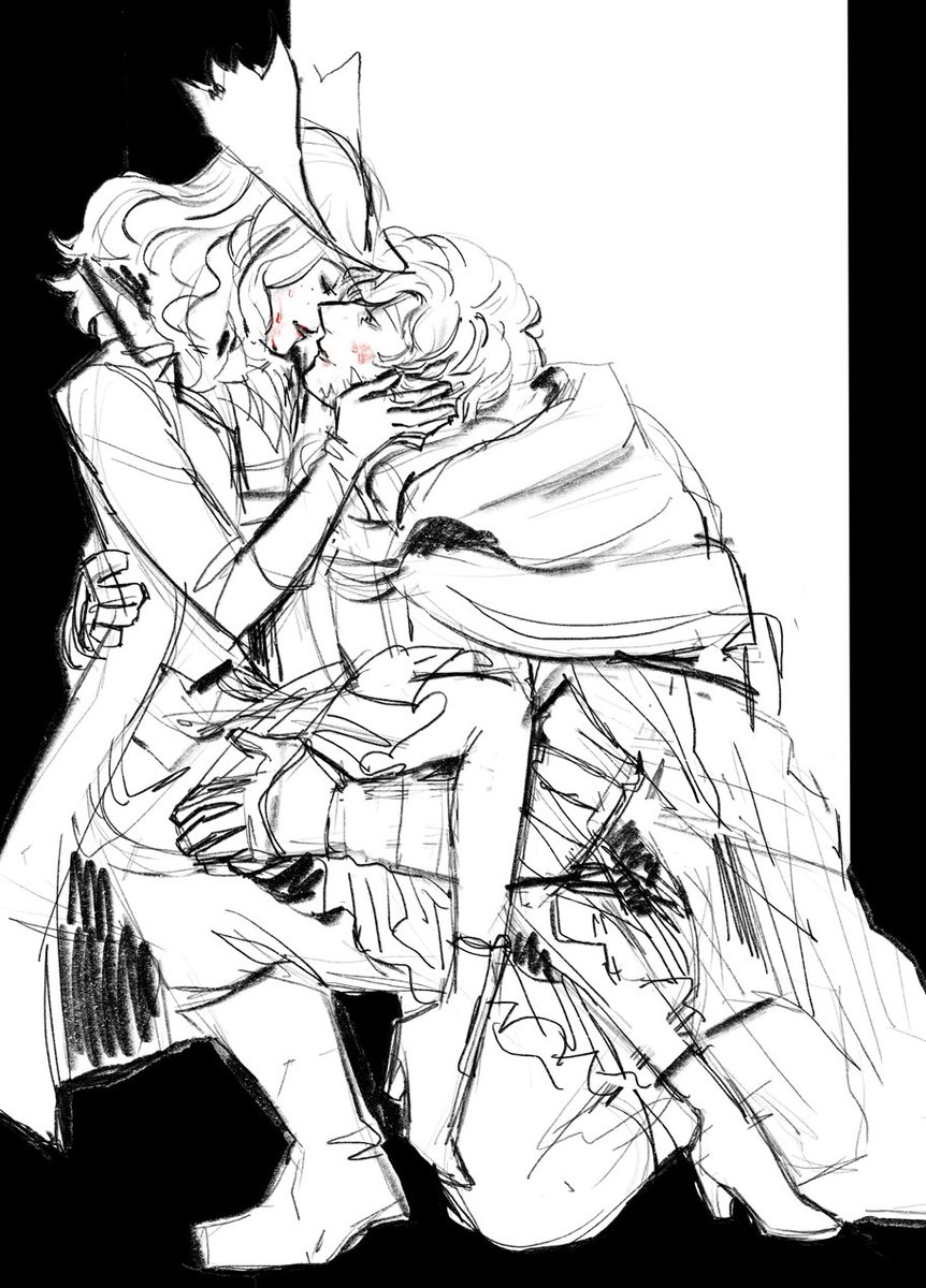 posted this WIP on tumblr and forgot to post here, like it's 2012 or something. miss hunter and alfred