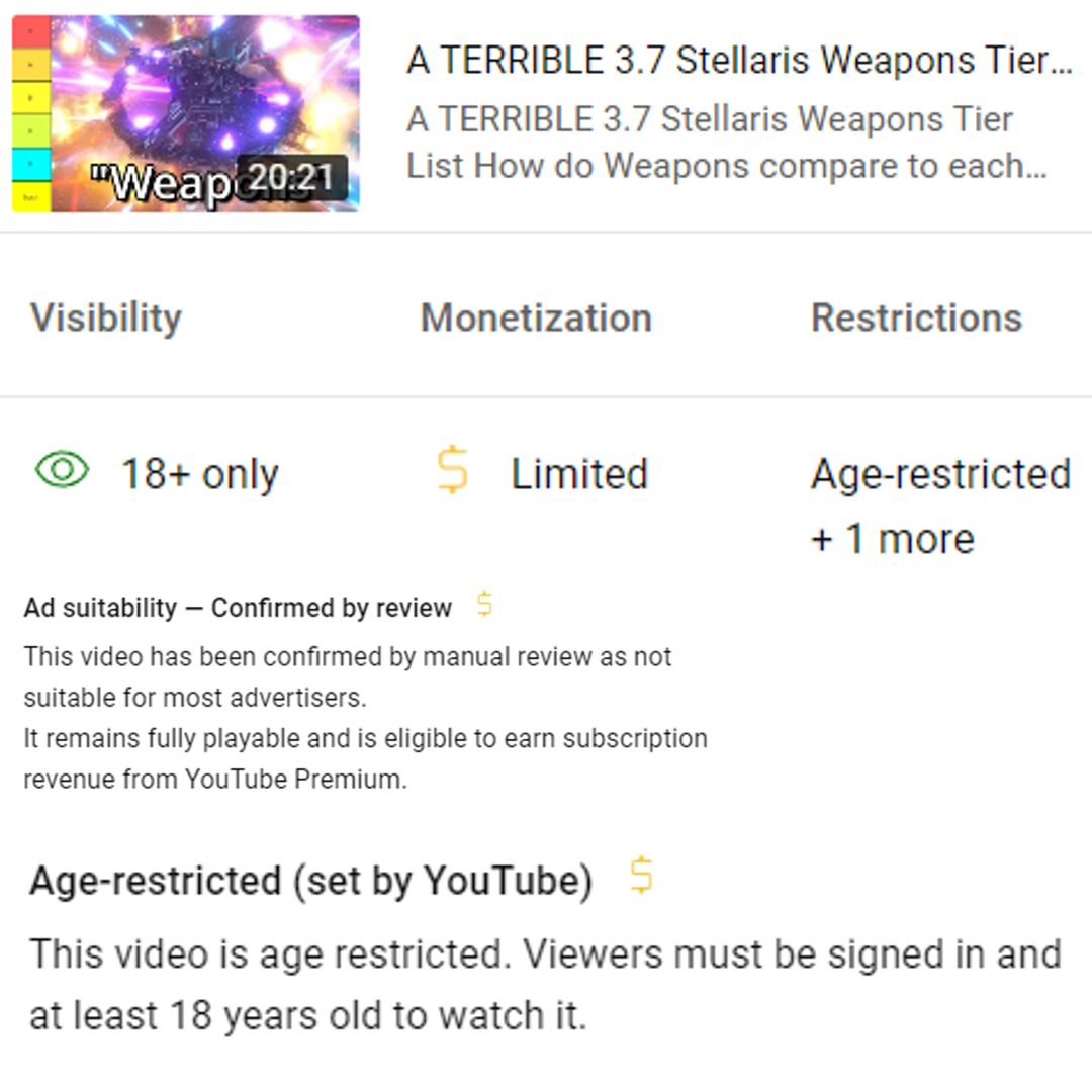 Strategiser (@strat3giser) on Twitter photo <a href="/TeamYouTube/">TeamYouTube</a> my video has been wrongfully Age-Restricted AGAIN and AGAIN forcing me to Reupload my Content for no apparent reason
the Video in question: youtu.be/FMI6d3RsuTQ <a href="/TeamYouTube/">TeamYouTube</a> my video has been wrongfully Age-Restricted AGAIN and AGAIN forcing me to Reupload my Content for no apparent reason
the Video in question: youtu.be/FMI6d3RsuTQ