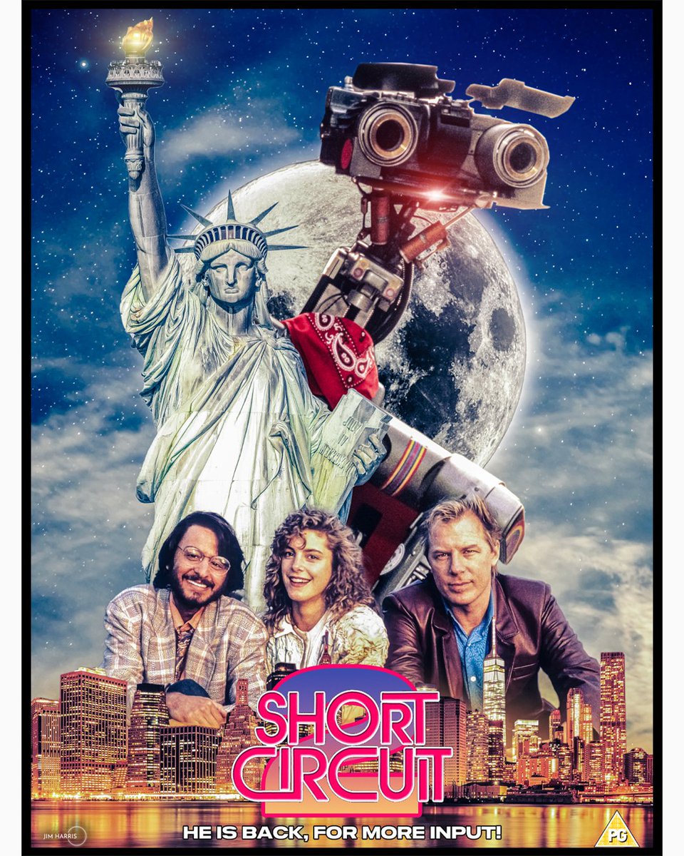 jimhdesigns's tweet photo. Short Circuit 2 is such a classic movie. So here's my design for it. Love it more than the first. And gained a massive crush on @thecynthiagibb - still think she's gorgeous even today 😊 
#shortcircuit2 #shortcircuit #johnny5 #johnnyfive #80s #eighties #1980s https://t.co/vNEn7a49R3