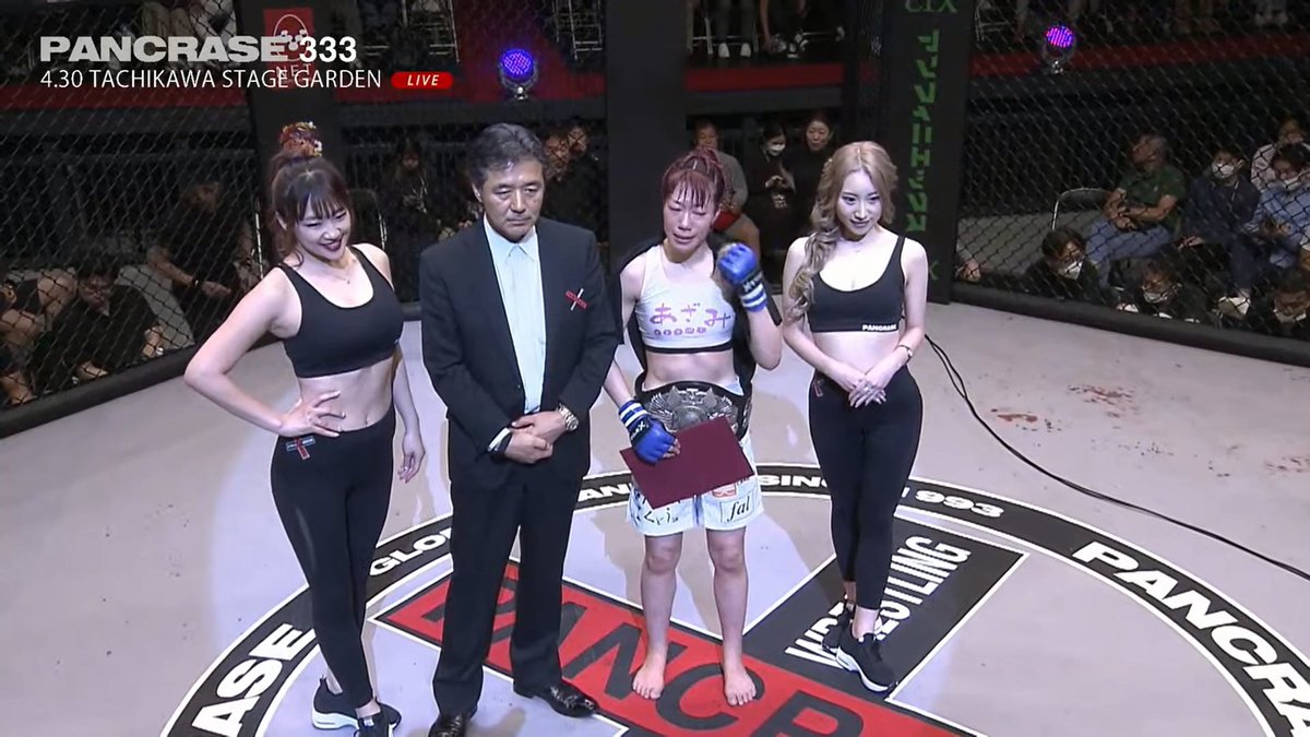 SurfingMoonWolf's tweet photo. Pancrase 333

Fight #13 - SALT (Haruka Hasegawa) x KAREN

SALT wins by decision and landed a brutal 3rd round knee to the face, full mounted her, looked for the sleeper choke, and nice wrestling defense in Round 5 to become The NEW Strawweight Queen of Pancrase, congratulations😀 https://t.co/McvDL6KO9D