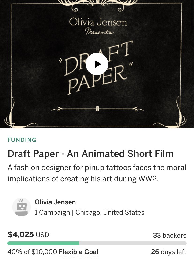 draftpaperfilm's tweet photo. We’re 40% of the way to our goal! Keep sharing &amp; giving, every little bit helps this film get made! 🖤 https://t.co/A9H9hjs5V3