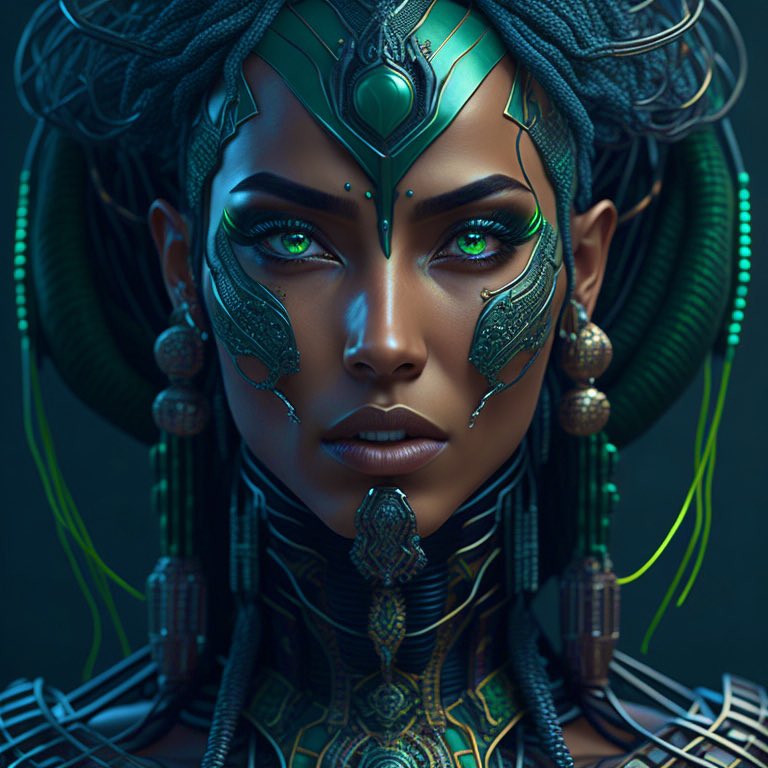 jpdganz's tweet photo. Tweaking my cyborg with different looks, ethnicities, values, and lighting. #AIArtwork #leonardoai #aiartcommunity #cyborgqueen #GenerativeAI https://t.co/zDwsCnScTS
