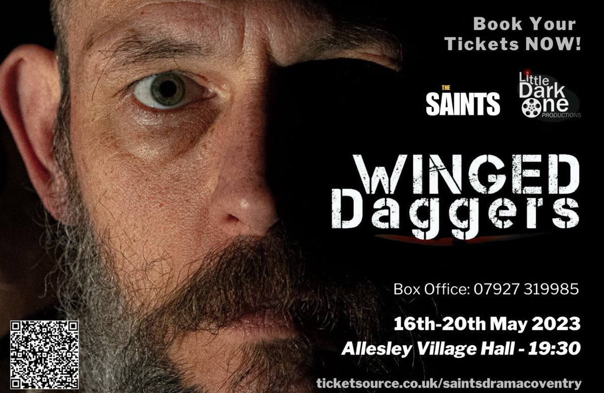 We are almost two weeks away until our next production: WINGED DAGGERS. Come and support an original piece of theatre! BOX OFFICE: 07927319985 ONLINE: ticketsource.co.uk/saintsdramacov… Parental guidance for this production is advised.
