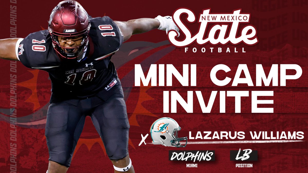 NMStateFootball's tweet photo. 575 ➡️ 305

@LazarusTen has been invited to Rookie Mini Camp with the @MiamiDolphins 

📰: https://t.co/iZgd7yh0LW

#ProAggies | #AggieUp https://t.co/WgmgXpIjix