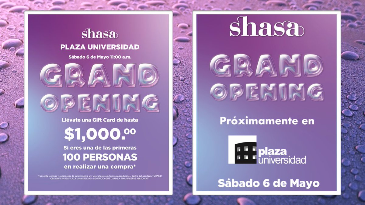 P_UNIVERSIDAD's tweet photo. ¡Todos están invitados a la inauguración de una nueva experiencia #SHASA en #PlazaUniversidad! ¡Podrás llevarte una gran sorpresa! No te lo pierdas #SóloEnPlazaUniversidad. https://t.co/8jhp9FqRzX