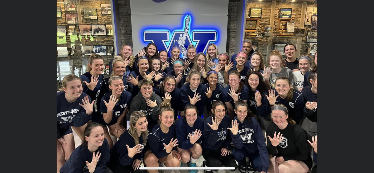 Westminster College Women’s soccer sporting their championship rings ..