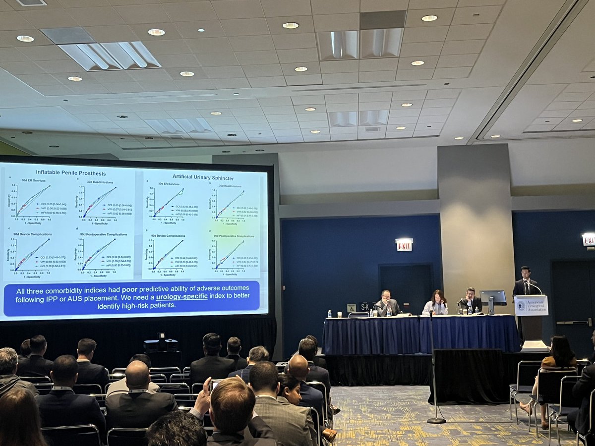 BrianInouyeMD's tweet photo. Another year, another #AUA23 presentation by superstar @AlbanyMedUro med student @MichaelKTram demonstrating CCI, mFI, VWI all poor predictors of aus and ipp acute complications in HCUP.

📣Need for better #frailty indices for high risk prosthetic patients. https://t.co/boJpdSm9YY
