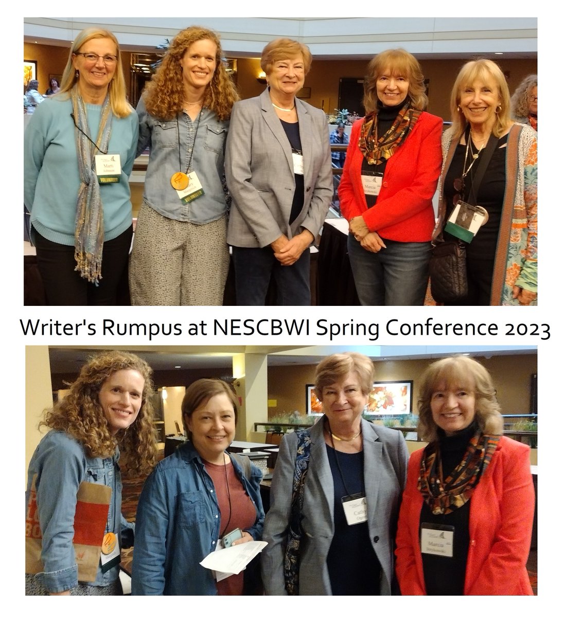 Fun to meet up with fellow @WritersRumpus critique partners @nescbwi spring conference. @HMargitich @CathySOgren @cekster @KeriLDemers @MECJohnson #nescbwi23 #scbwi #kidlit