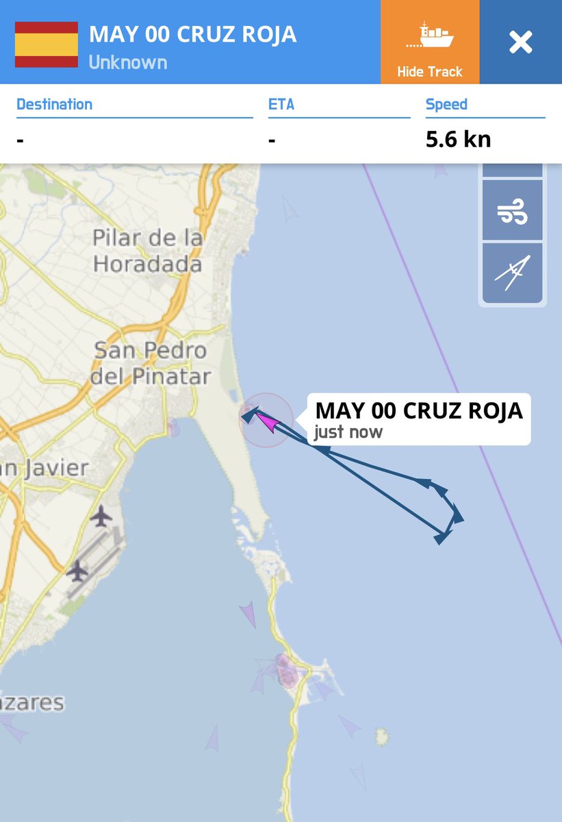 CruzRojaRMurcia's tweet photo. Salida de #May00 para asistir a una embarcación con avería de motor, 2 PAX a bordo, en las piscifactorias de #SanPedrodelPinatar. Se remolca a puerto de San Pedro. #voluntariado #sea #plancopla #Stambychanel16VHF #112RM @salvamentogob https://t.co/F4JU3loGEH