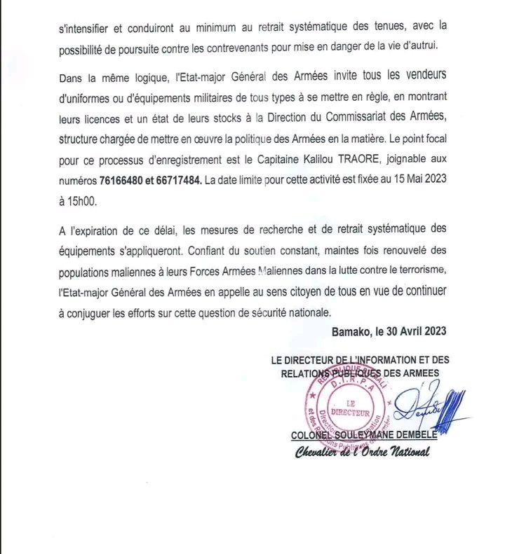 benjdembele68's tweet image. #MDAC
#EMGA
#DIRPA
COMMUNIQUÉ Nº010 DE L'ÉTAT-MAJOR GÉNÉRAL DES ARMÉES