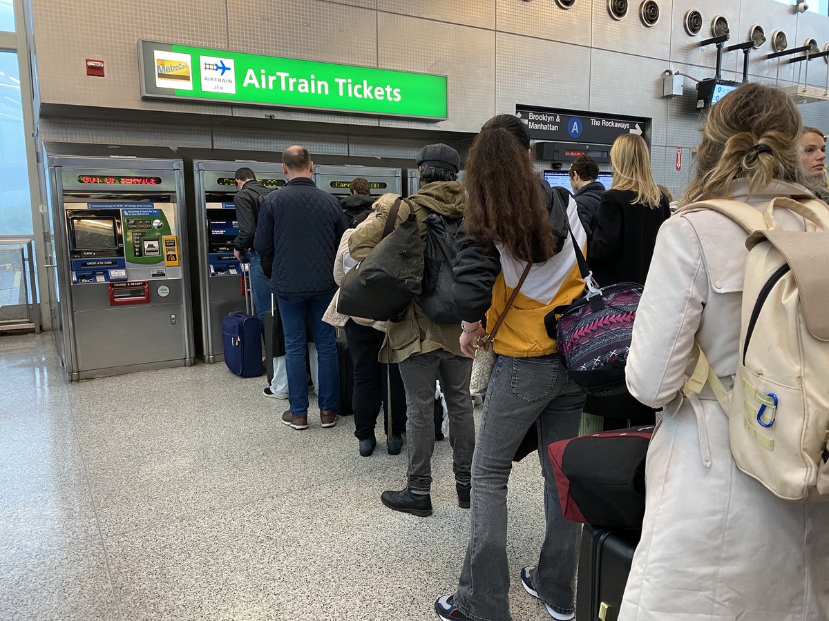 Brian Floca (@brianfloca) on Twitter photo What a confusion and bottleneck these MetroCard machines make for people trying to hurry their way to <a href="/JFKairport/">John F. Kennedy Airport</a> via the AirTrain. And those are the machines that are working! There’s got to be a better way, <a href="/PANYNJ/">Port Authority of NY & NJ</a>. What a confusion and bottleneck these MetroCard machines make for people trying to hurry their way to <a href="/JFKairport/">John F. Kennedy Airport</a> via the AirTrain. And those are the machines that are working! There’s got to be a better way, <a href="/PANYNJ/">Port Authority of NY & NJ</a>.