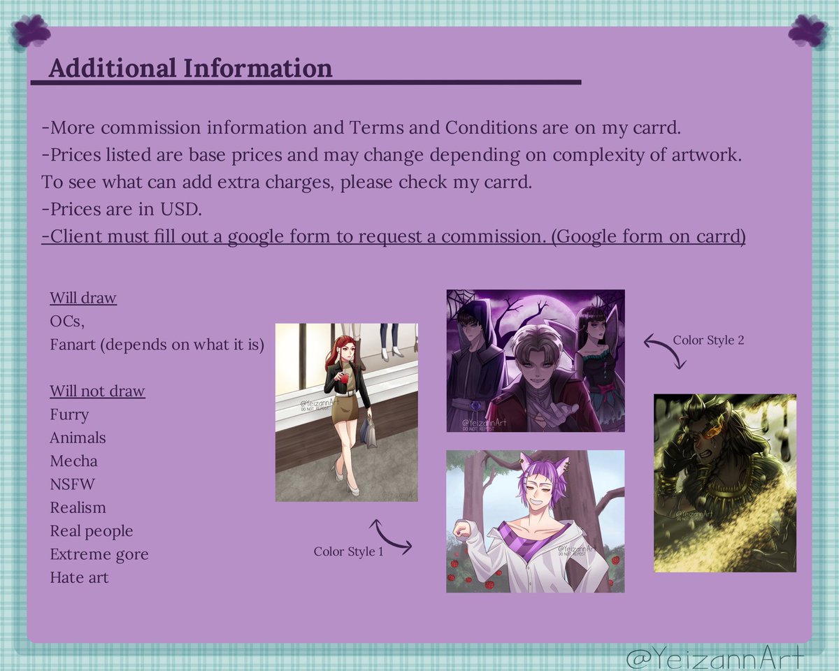 ‼️COMMISSIONS OPEN‼️

Please check out my carrd for more information! (Link in bio)

💜Likes and retweets appreciated💜
#commissionsopen #artcommissions