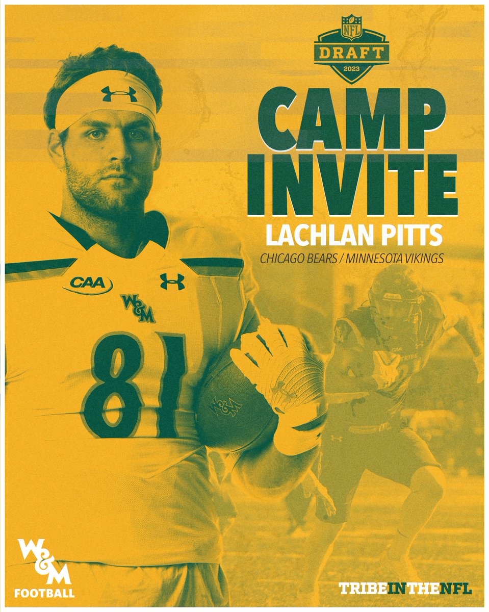 WMTribeFootball's tweet photo. Congrats to Lachlan Pitts (@LachlanPitts81) for accepting minicamp invites with the @ChicagoBears &amp; @Vikings!

#TribeInTheNFL  |  #GoTribe https://t.co/KpuuTusvYf