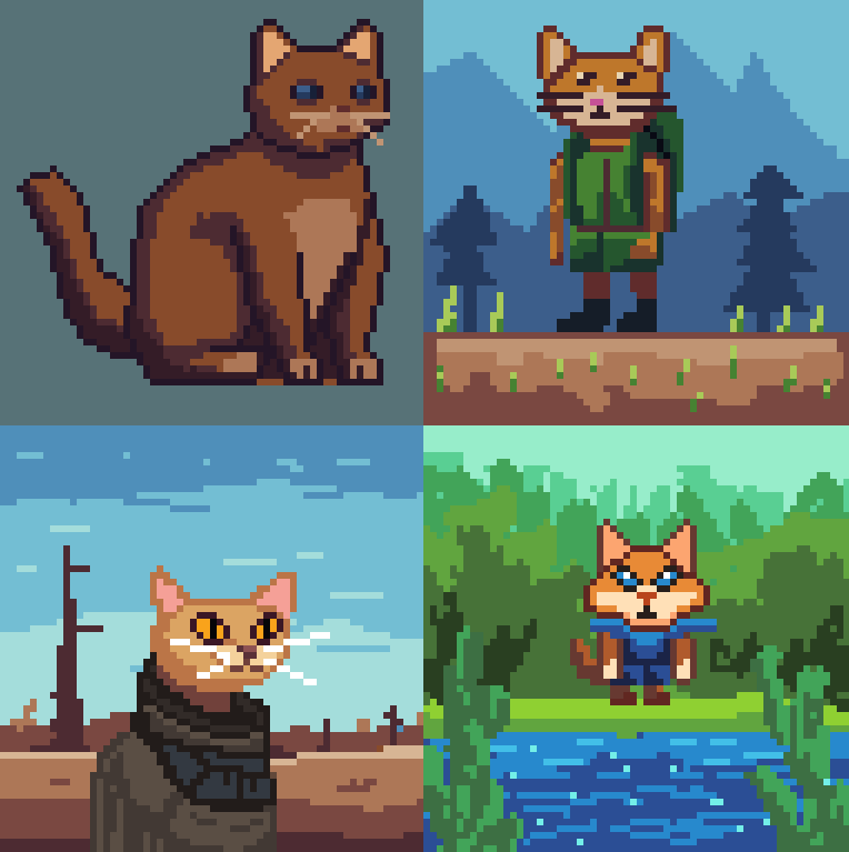 RubenTipparach's tweet photo. The cats were having a night of heavy binging and found themselves strewn across the solar system. The only thing you have of where they live is these random pictures.  #ld53 #ldjam https://t.co/luC2dYAFSb