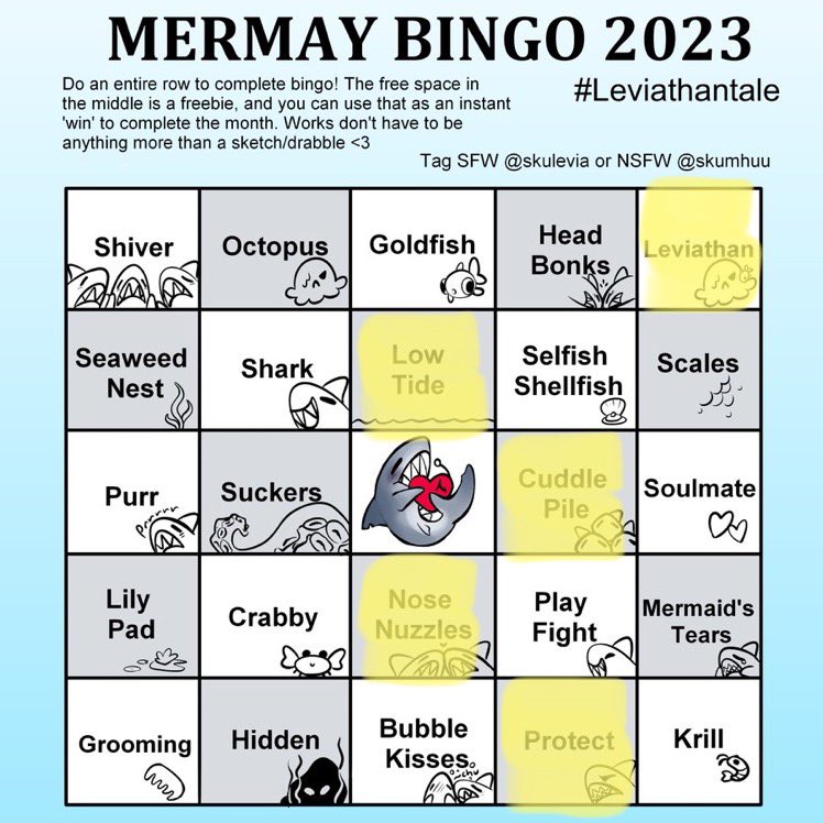 GinaIsASneakin's tweet photo. Soooo these drawings are gunna be late, and I’m not even playing Bingo properly, just picking the prompts I like haha 😆 but I’m so excited for Mermay! Cross is gunna be in 3 of these for sure 💜 https://t.co/1y5BYwFMAY