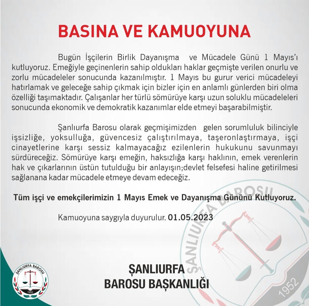 Şanlıurfa Barosu Başkanlığı (@urfabarosu) on Twitter photo 