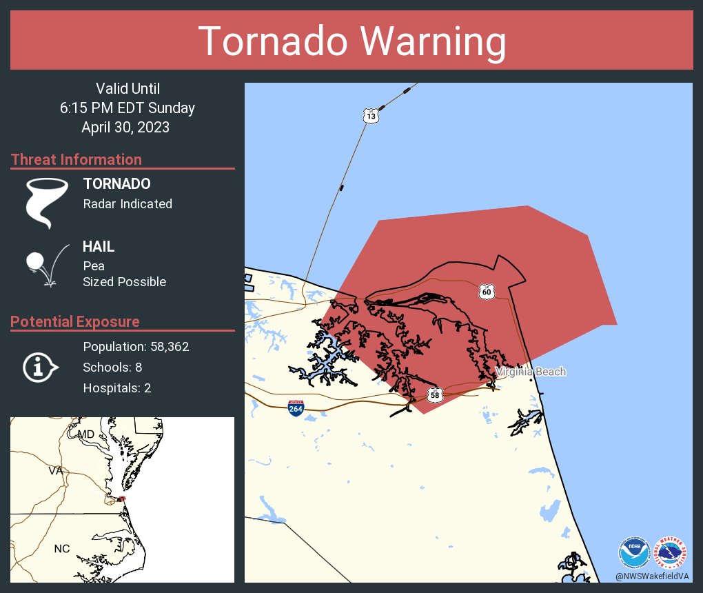 NWS Tornado on Twitter "Tornado Warning including Virginia Beach city