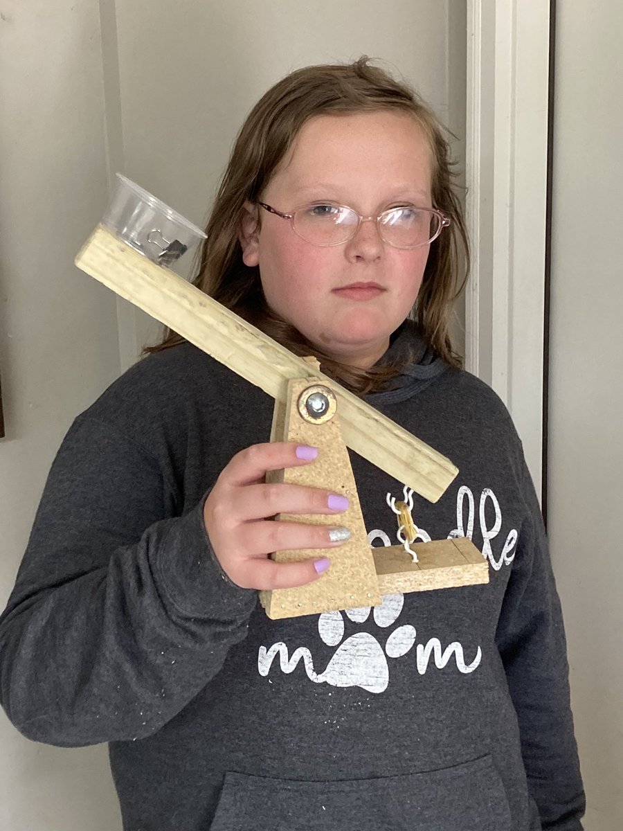 Helped my girl make this sweet catapult this afternoon for her science project!