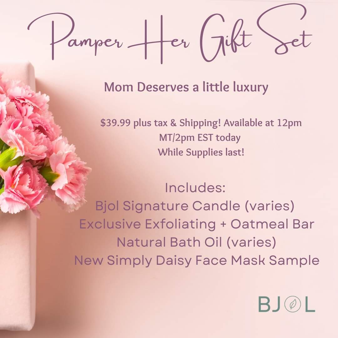 JulieConklin5's tweet photo. Bjol Signature Candle (scent varies)
Natural Bath Oil (scent varies)
Exclusive Exfoliating + Oatmeal Bar
Face Mask sample from Simply Daisy

Available while supplies last! $39.99 plus tax and shipping 

#mothersday2023 #pamperhergiftset #shopbjol #ecolifestylebrand #zerowaste https://t.co/k54zDUxxwN