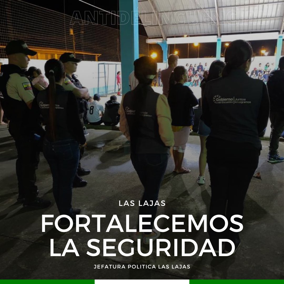 JPLasLajas1's tweet photo. ¡Juntos por un #FeriadoSeguro!

➡️La jefa política @lorenamorochog junto a @PoliciaEcuador, incrementaron operativos para prevenir hechos delictivos y dar tranquilidad a la ciudadanía.

Estas acciones son disposiciones del Gobernador #ByronZapata para fortalecer la seguridad. https://t.co/723YzepV5P