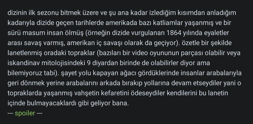 Konu hakkında derinlemesine bilgi sahibi insanları seviyorum. #FROMonepix senaristlerin kafasına yaklaşmış kanaatimce. Yine aynı fikir. Kapalı her sistem cehennemdir. İlla şeytanın başrolde olduğu bir cehennem mi olacak? Öyle ya da böyle LosT'tan sonraki en muhteşem dizi.