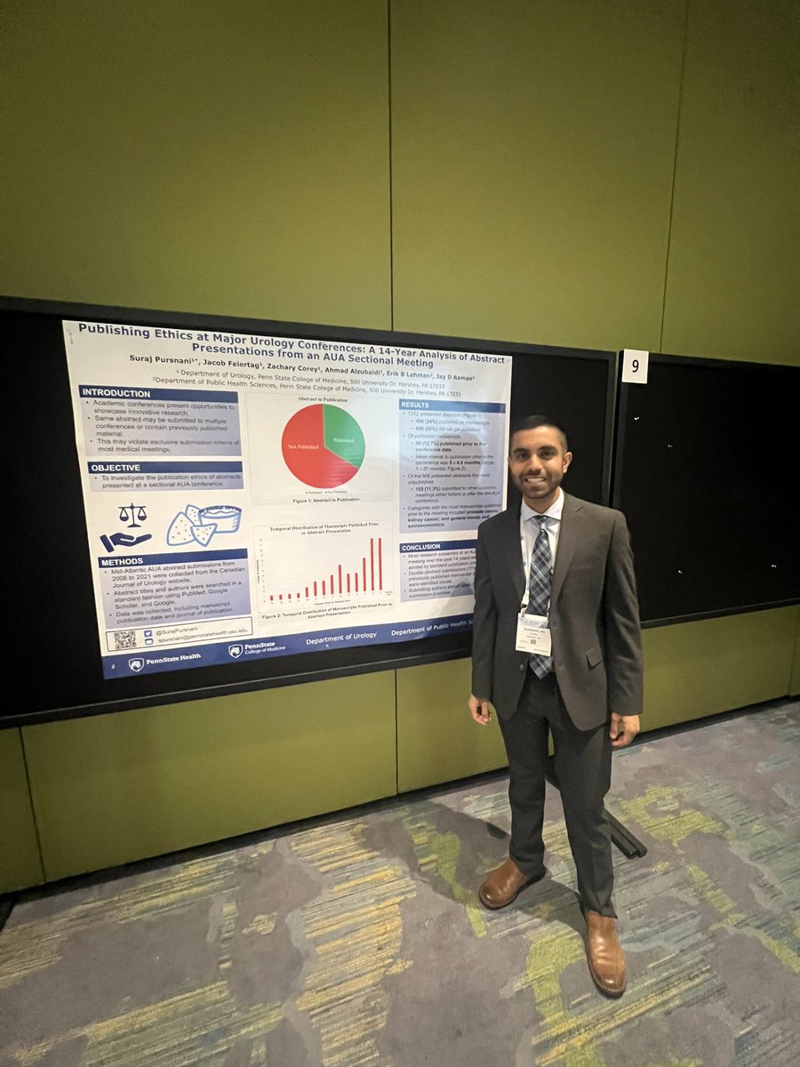 Super proud of our resident, <a href="/SurajPursnani/">Suraj Pursnani, MD</a>, for presenting his TWO posters at #AUA23 this afternoon!