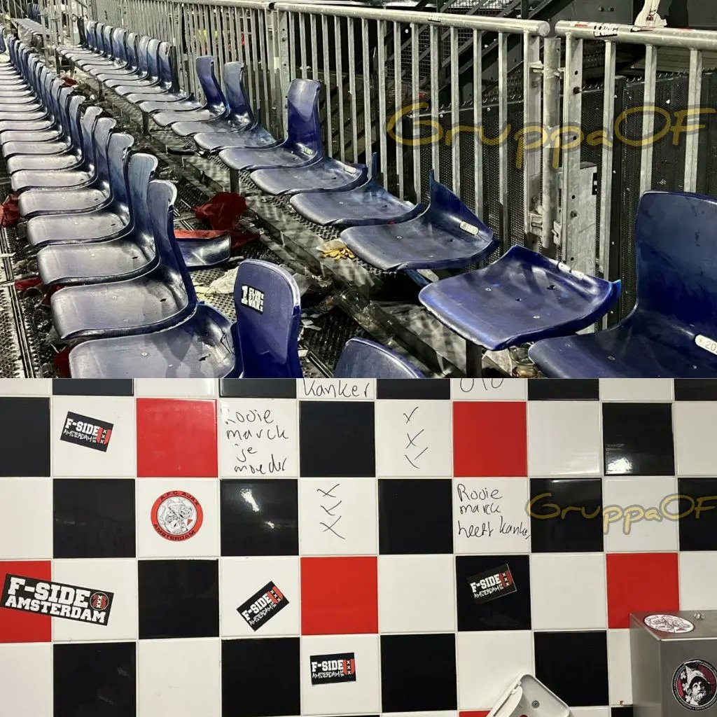 VoetbalUltras's tweet photo. De Kuip is niet helemaal in originele staat achtergelaten door de Ajax-supporters na de bekerfinale. #ajapsv #bekerfinale https://t.co/LblZ4rmT31