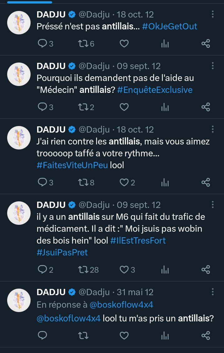 AntillesKamo97's tweet photo. Après sa petite polémique concernant le zouk j’ai été fouillé un peut les anciens tweet de votre pote DADJU, et !!! Comment dire ?🤔 au fond de lui je pense qu’il nous porte pas trop dans son coeur. (Nous les Antillais).
J’ai tort de penser ça ? https://t.co/n36WbpdaTl