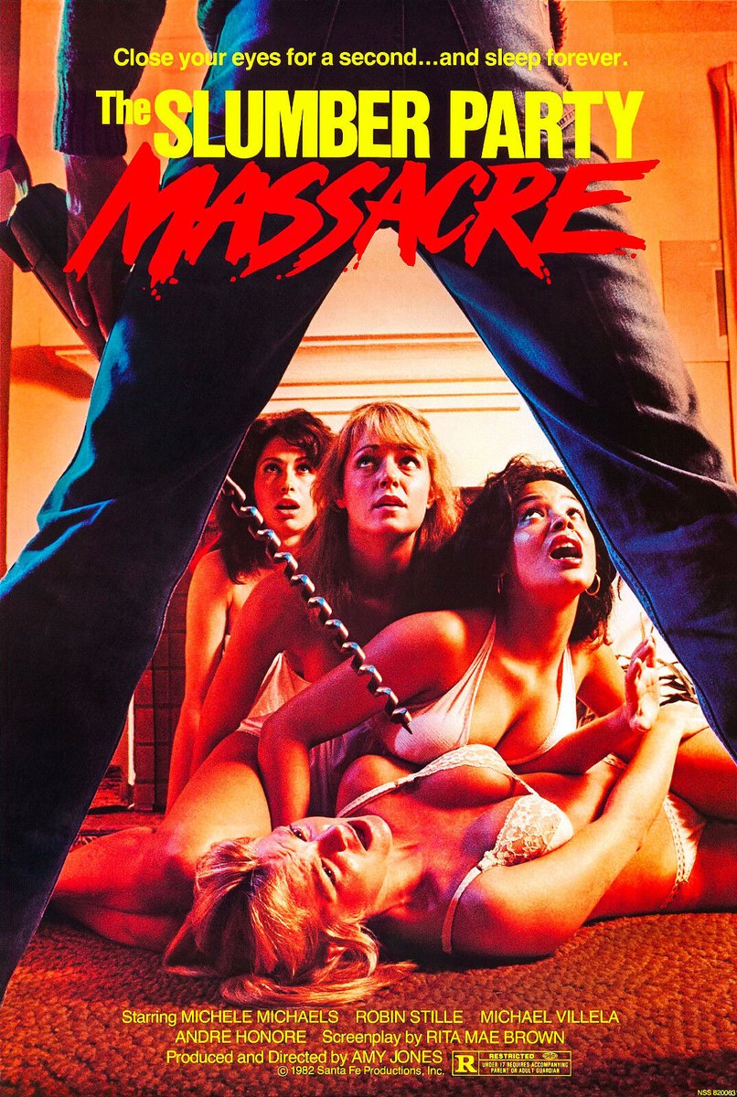 #MonstarFact: 'The Slumber Party Massacre' (1982) was written (Rita Mae Brown) & directed (Amy Holden Jones) by women, making it a unique entry in the slasher genre. 

#80sSlasherFacts #WomeninHorror