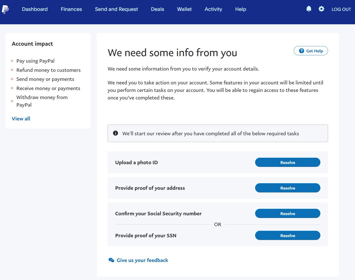Ark_kun's tweet photo. @zerohedge PayPal is a scam. I only used @PayPal to buy on eBay, but then they locked my account and asked me to provide SSN and photo IDs. Looks like PayPal gives your SSN to all kinds of crooks. They even state that in their Privacy Policy.
PayPal also stole money from some of my friends. https://t.co/FfvYkk8rBX