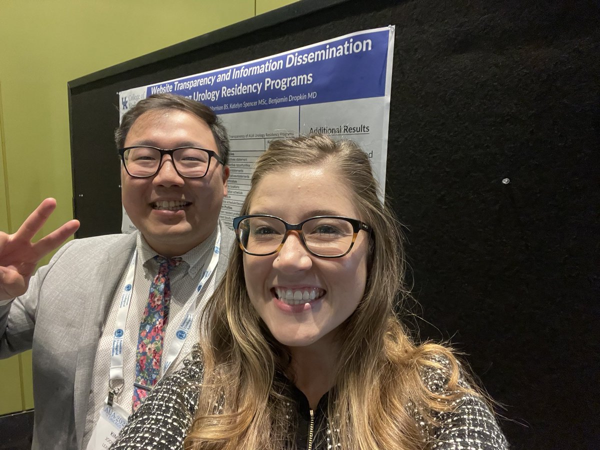 W_StephensMD's tweet photo. Residents supporting residents!! @joonkyung_kim with @UKYurology highlighting the importance of program websites in our virtual application era for the Health Education poster session at #AUA2023. Always fun to present with coresidents turned friends! https://t.co/pkrRCjhUqj