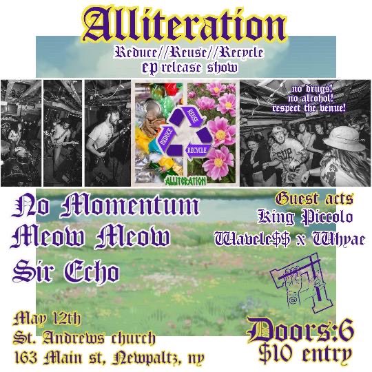 whoisameliarose's tweet photo. NEW PALTZZZ ‼️ my band is playinnnn Friday May 12th at St. Andrew’s !!! 
*w/ the wonderful @nomomentumny &amp;&amp;&amp; our lovely friends @Alliteration_ny 💞 https://t.co/oY9VVCa8kL