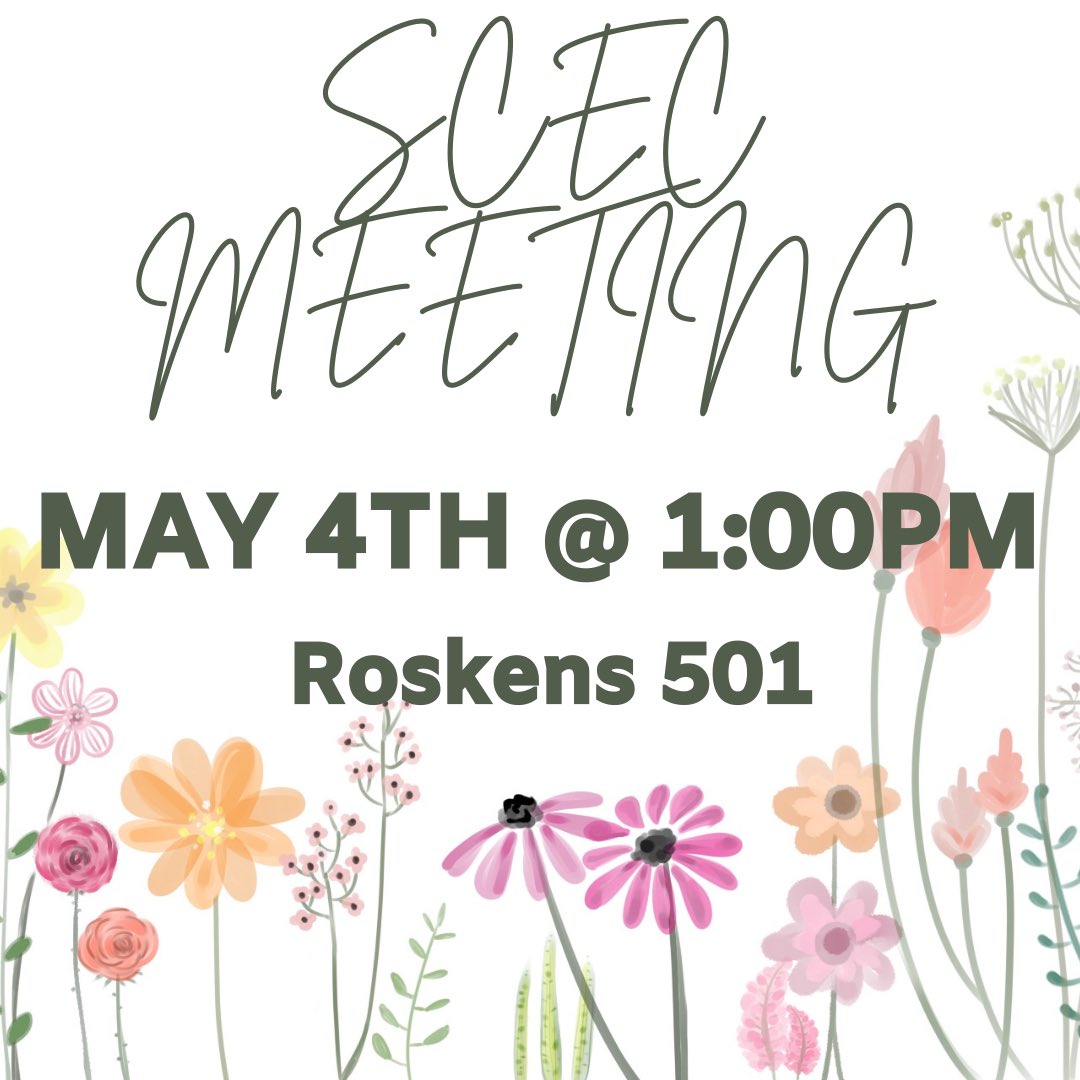 Our final meeting for the Spring Semester is Thursday the 4th at 1:00! We hope to see you there!