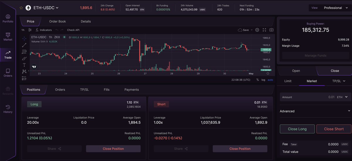 yurapetryshyn_'s tweet photo. Trade page is very user-friendly! 
@zkxprotocol 
 #ZKXTestnet https://t.co/hd7sut1b4b