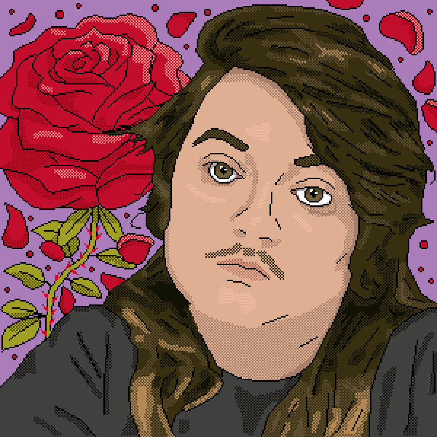 F_A_Marsh's tweet photo. Face reveal?! My friend and housemate made this custom pixel art of me! The roses were inspired by Kurama from YuYu Hakusho... So I guess this is a weeb reveal as well
#NewProfilePic https://t.co/P4yvW5FZRj