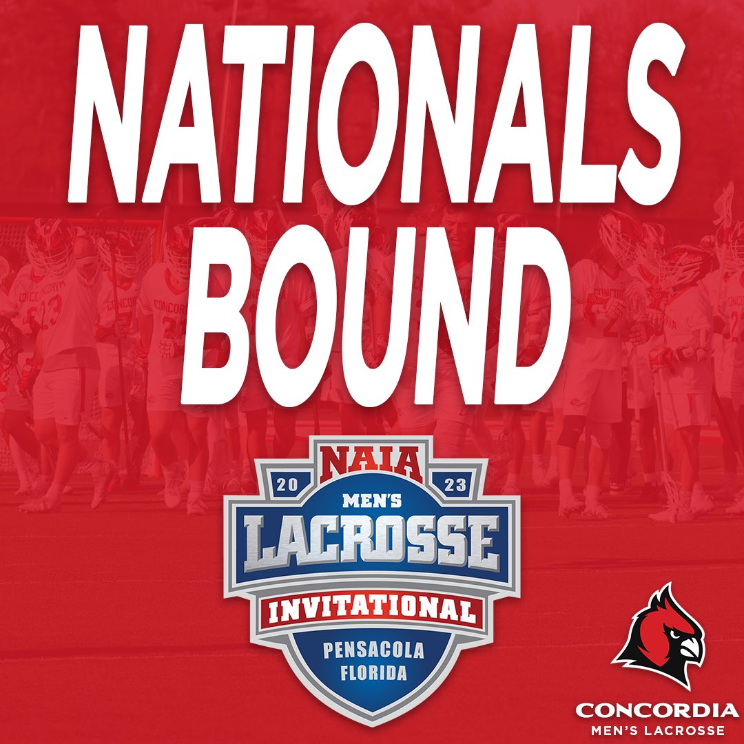 🥍NATIONALS BOUND🥍

<a href="/ConcordiaMlax/">Concordia Lacrosse</a> has officially qualified for the 2023 NAIA Men’s Lacrosse Invitational as the #6 seed, marking their second time qualifying in program history!! 👏🔥

#GoCards