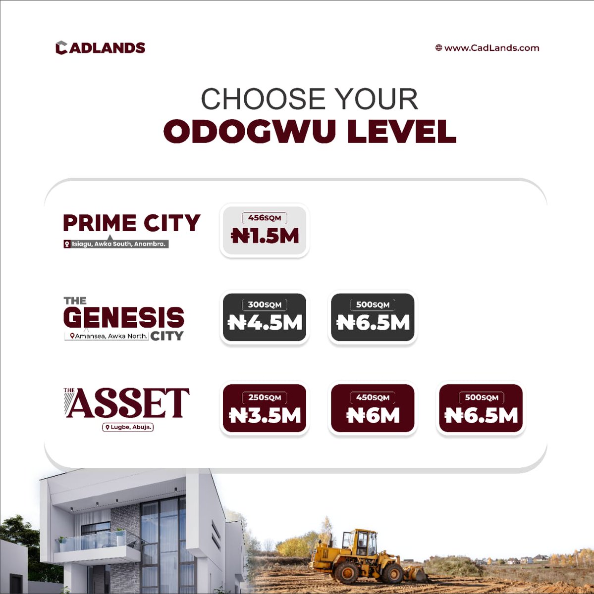 ManlikeChuks10's tweet image. Invest in real estate in Anambra. I will help you step by step. Cadlands is the trusted brand for real estate investment in Anambra state.

#igbo #InvestRightInvestNow #Thinkhome #realestateinvestor