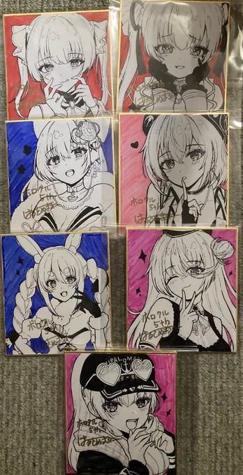 昨日頒布した色紙です🙌 (完成品のせてなかったので)  最後の方で色紙探しに来てくださったのに完売しちゃってた方ごめんなさい😭 次もできるだけ描いて行けるよう頑張ります💪💪
