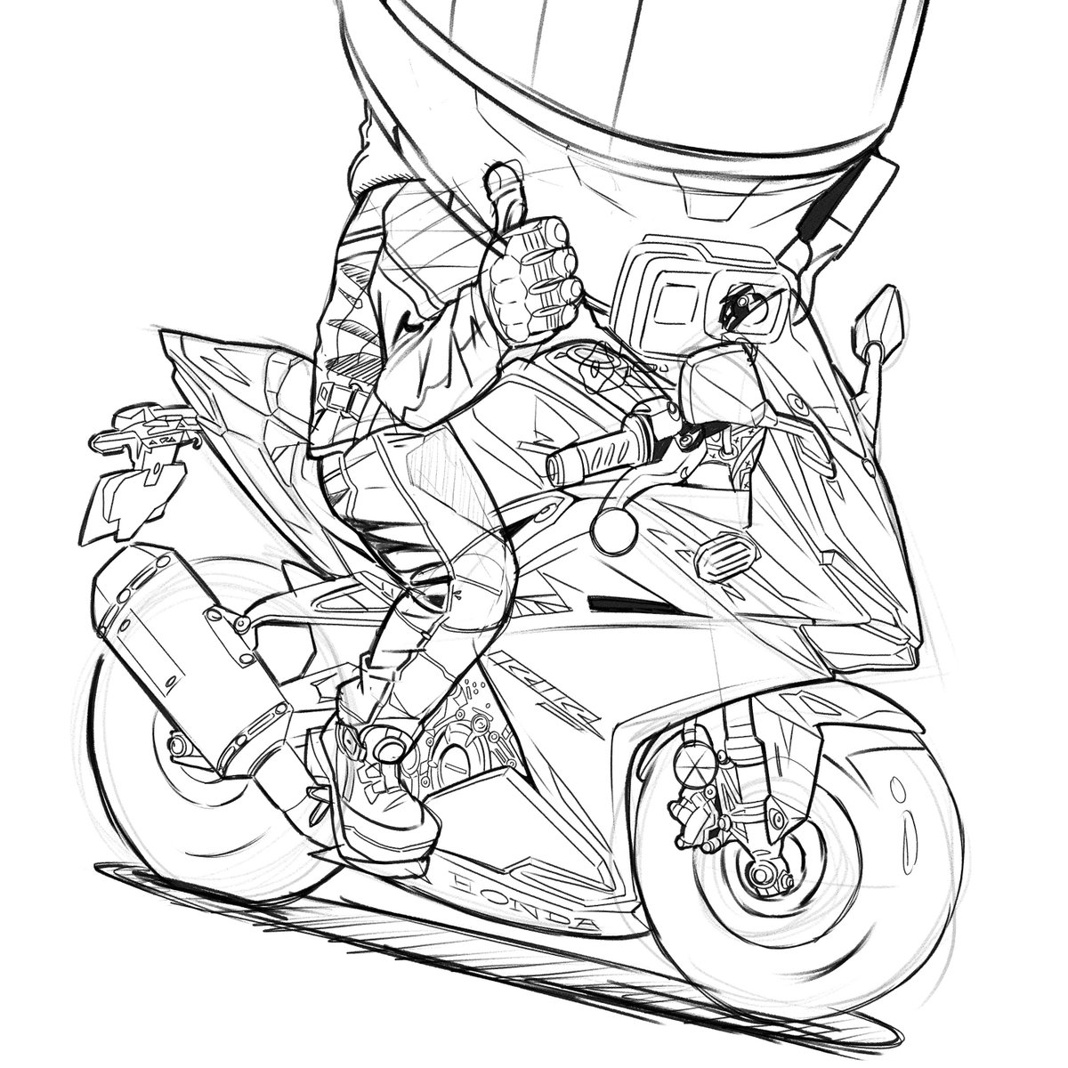 motorcycle motor vehicle ground vehicle monochrome greyscale solo thumbs up  illustration images