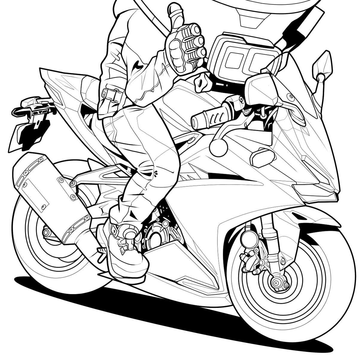 motorcycle motor vehicle ground vehicle monochrome greyscale solo thumbs up  illustration images
