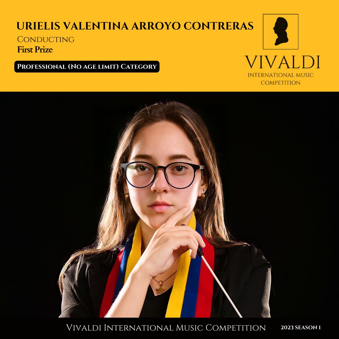 Urielisarroyo's tweet photo. ¡Ganamos, Venezuela! 🙌🏻🥇🇻🇪
•
•
Estoy feliz de anunciarles que obtuve el Primer Premio De Oro en la Categoría de Dirección orquestal Profesional, en el concurso de música Internacional
“Vivaldi Music Competition” celebrado de Manera Online en Reino Unido. 🇬🇧
•
•
Mil gracias🙏🏻 https://t.co/MytcBWQuud