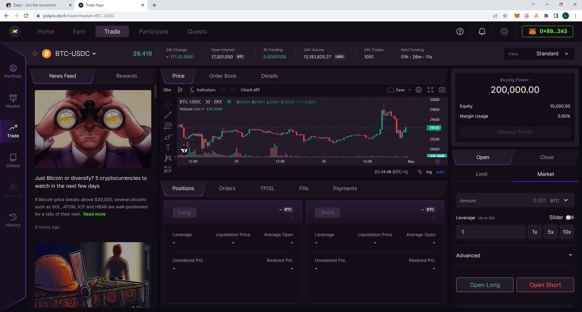 LenRingson's tweet photo. Keep getting distracted by the crypto news while trading on @zkxprotocol testnet - good feature
#ZKXTestnet https://t.co/q7F1NdFhGF
