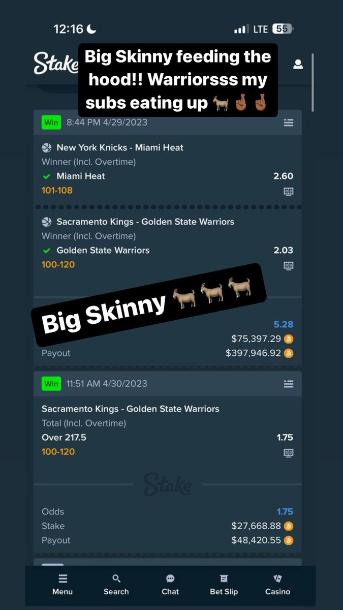skinnytoldem's tweet photo. Big skinny feeding the HOOD!!! #GambingTwitter https://t.co/CsjgWQsrRc