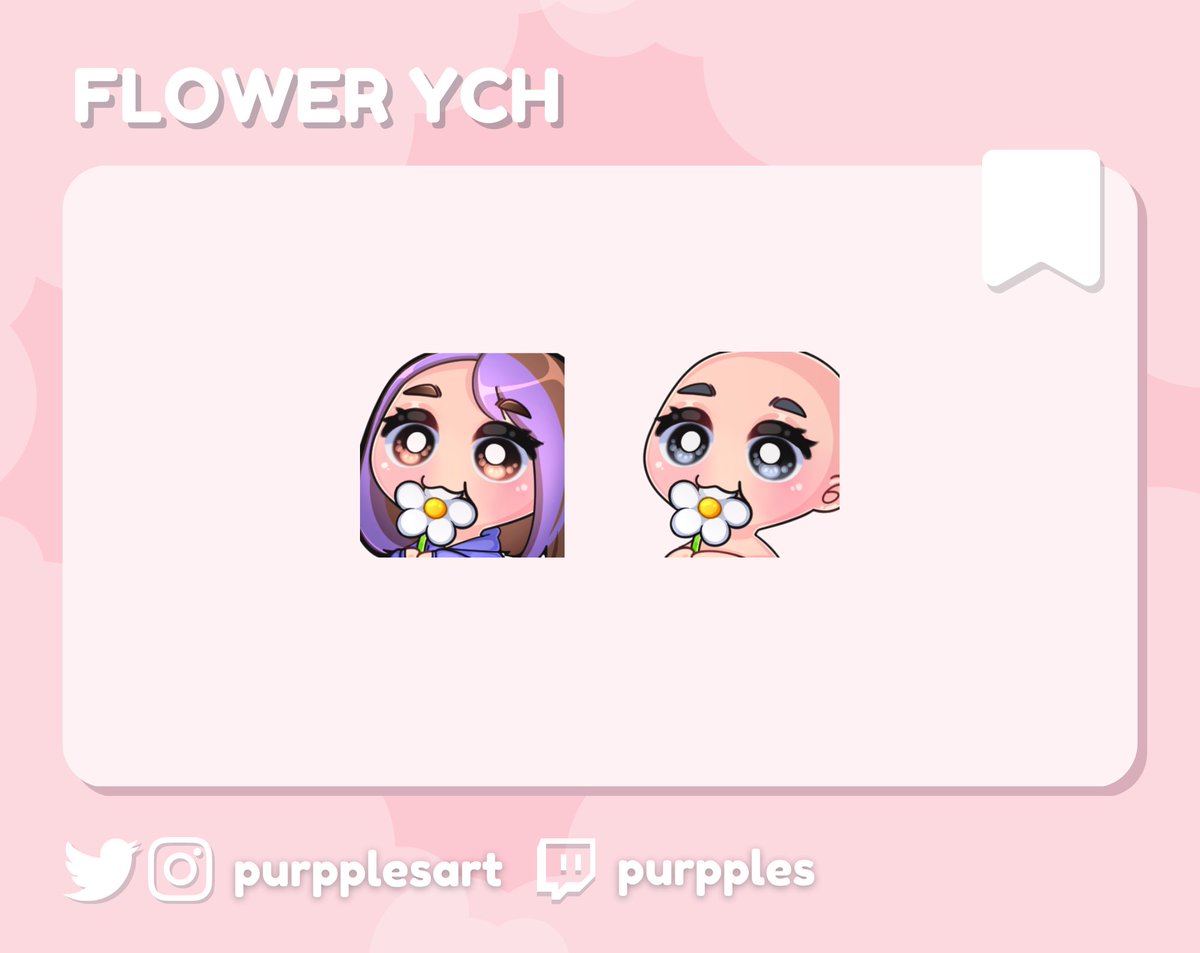 purpplesart's tweet photo. ⋆˚✿˖° Flower YCH  ⋆˚✿˖°

✿ $10USD EACH ✿

✧buy here: https://t.co/6LHGtauyM2

✧dm me for more info

✧comms info here: https://t.co/MFBAuJqo93

#YCH #chibi #ychcommission #emotes #TwitchEmoteArtist #vtuber #commissionsopen #twitchemotes https://t.co/5MbUWV7hW9