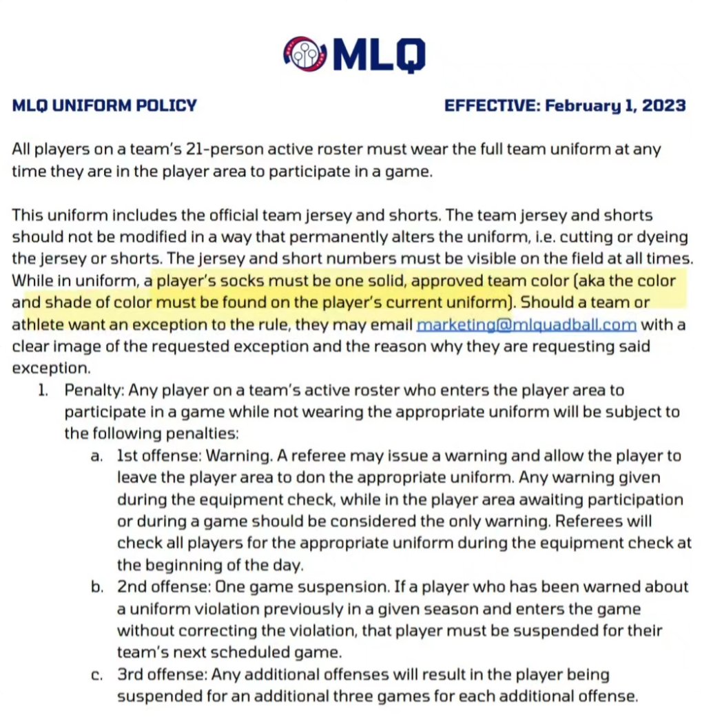 We need an American Girl Doll who gets fined for wearing the wrong color socks. <a href="/MLQuadball/">Major League Quadball</a> 

#mlq #quadball