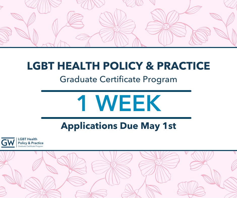 GW LGBT Health Policy & Practice (@gw_lgbt_health) on Twitter photo Only one more week to apply! To learn more, please visit go.gwu.edu/lgbthealth.
#LGBTQ #GW #GWLGBTHealth #publichealth <a href="/gwucolumbian/">GW Arts & Sciences</a> Only one more week to apply! To learn more, please visit go.gwu.edu/lgbthealth.
#LGBTQ #GW #GWLGBTHealth #publichealth <a href="/gwucolumbian/">GW Arts & Sciences</a>
