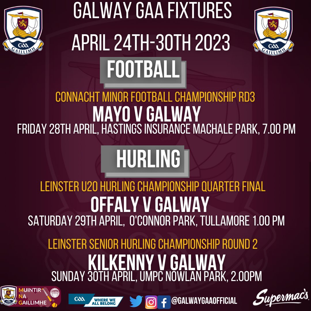 Galway GAA Fixtures (20th-26th June 2023) - Galway Bay FM