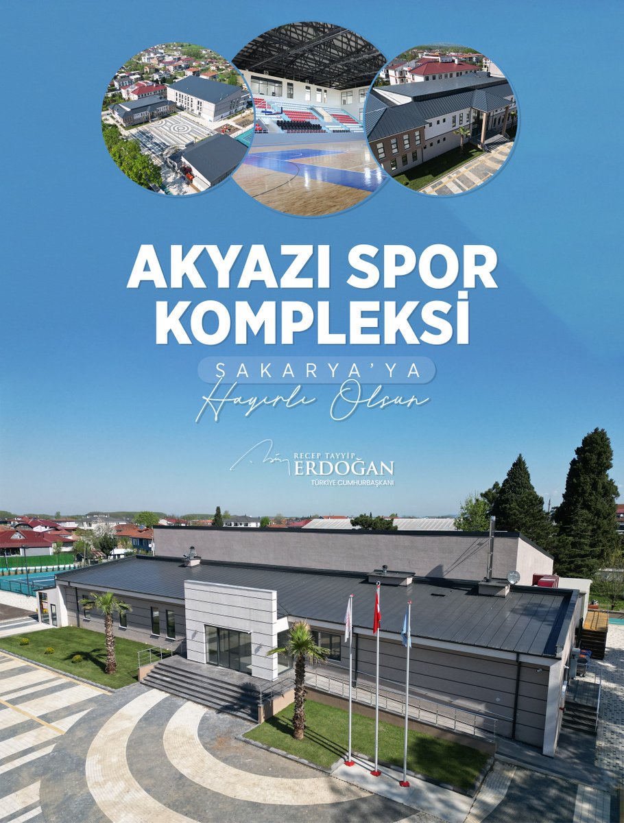 Bugün Sakarya'da resmî açılışını yaptığımız Akyazı Spor Kompleksimizin şehrimize hayırlı olmasını diliyorum.