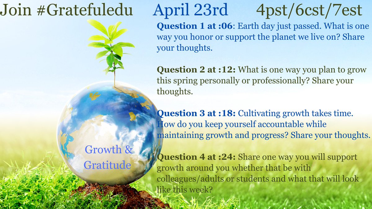 Hope you can join #gratefuledu to cultivate growth & gratitude this afternoon. @R_CILR @dmvelliaris 

#bekindEDU #CodeBreaker #sunchat #teachpos #buildhopeEDU #edchat #education