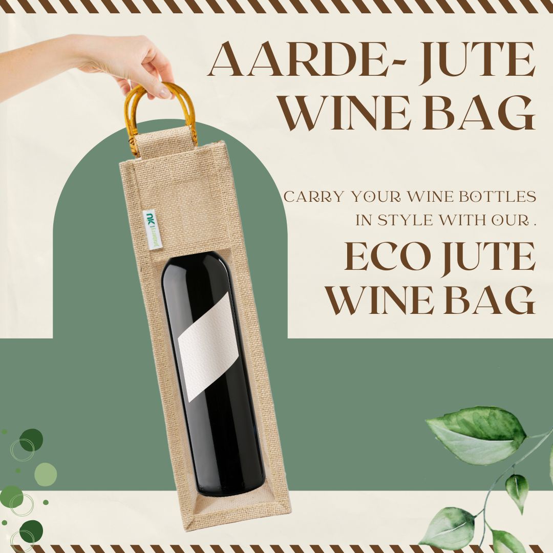 Aarde jute wine bag. Check our collection at kiucanada.ca #jutewinebag #ecofriendlywinebag #reusablewinebag #winetote #sustainablewinebag #winetotebag #jutetote #winelovergift #winetastingbags #jute #jutegiftbag #winetime #greenliving #plasticfree #zerowaste #canada